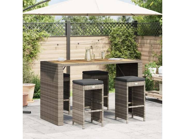 SALE 2026  Chaise de jardin Gris - Tabourets de bar de jardin et coussins lot de 4 résine tressée PRO271947423