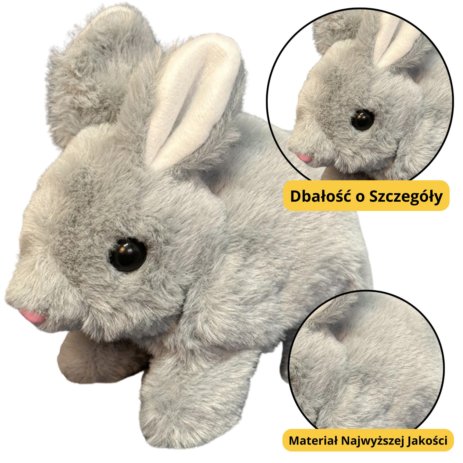 Lean Toys Pluche mascotteknuffel Haas Konijn Grijs 18 cm