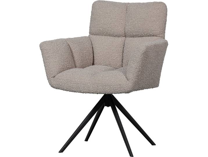 WOOOD Vinny Draaistoel met Armleuningen - Bouclé - Zand - 89x70x61