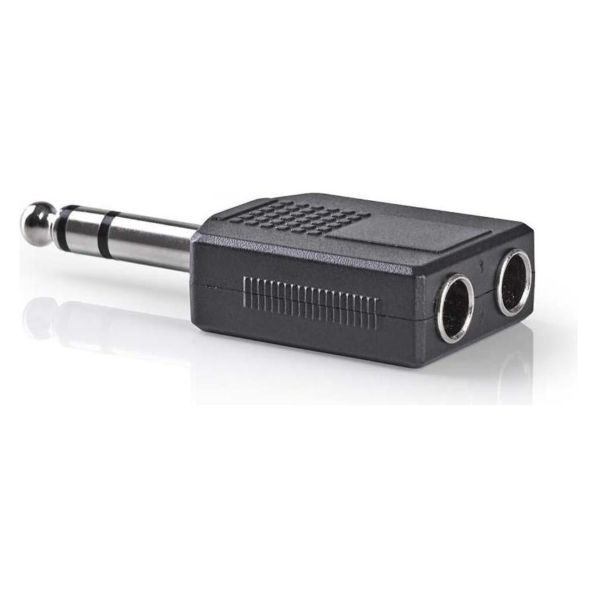 Nedis Stereo-Audio-Adapter - 6.35 mm Stecker - 2X 6.35 mm Buchse - Vernickelt - Gerade - 10 Stück - (Klinkenadapter) (CAGP23940BK)