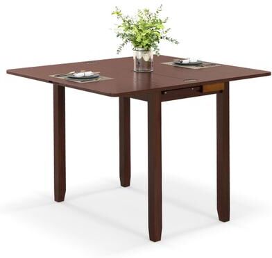 Costway Mid Century Folding Dining Table for 4 People Extendable Kitchen Table with Hidden Storage-Brown
