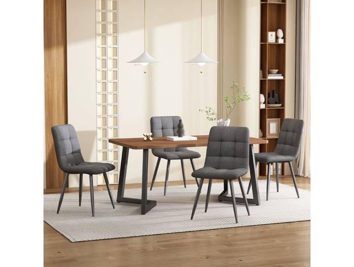 Groupe repas (5 tlg) Table à manger avec 4 chaises Set Table de cuisine moderne Set Table MDF en couleur noix En MDF