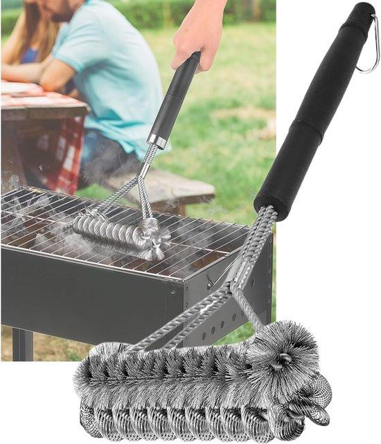 Weber Grillborstel van roestvrij staal met extra lange handgreep en staaldraad, zilver, geschikt voor gasgrills en houtskoolbarbecues
