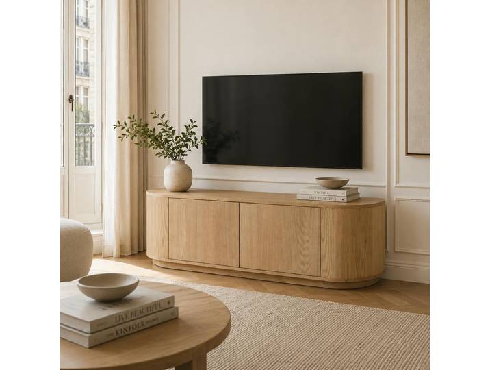 Meuble Tv Design En Chêne Clair 2 Portes Loren
