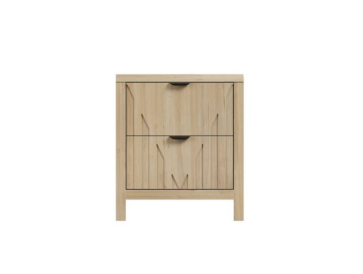 Table de chevet effet chêne 2 tiroirs 48x40x55,5cm, 1 pièce
