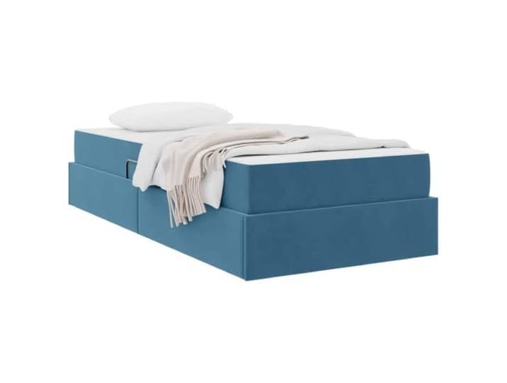 KTHLBRH Boxspringbett mit Matratze, Dunkelblau, 100 x 200 cm Luxuriöser Samt, Metallgestell, Gasheber, platzsparender Behälter