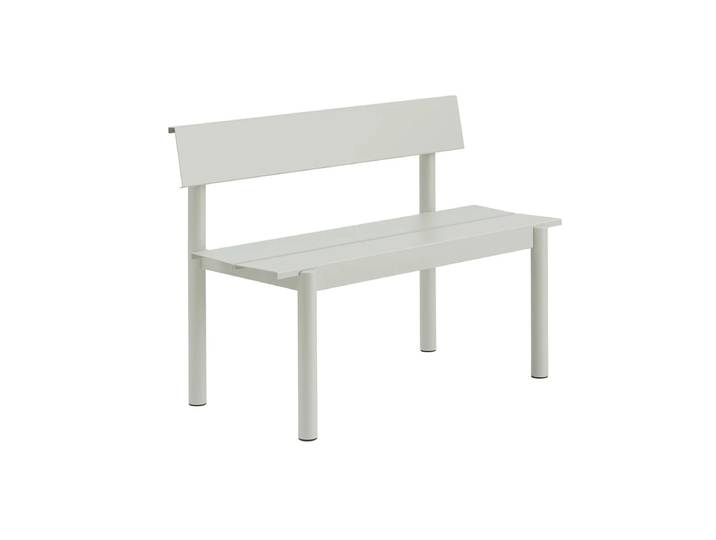 Muuto - Linear Steel Bank mit Rückenlehne, 110 cm, grau