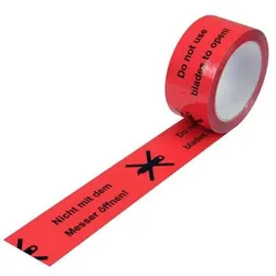 Transpak, Klebeband, Warnklebeband PP Breite 50mm Länge 66m Stärke 52μ PP rot Aufdruck Messersymbol (50 mm)