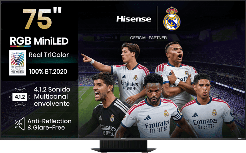 TV RGB Mini LED 75" - Hisense 75UR9S, UHD 4K, Quad Core / MT9655, Hi-View AI Engine RGB, Tuned by Devialet, Anti Reflejo, Negro