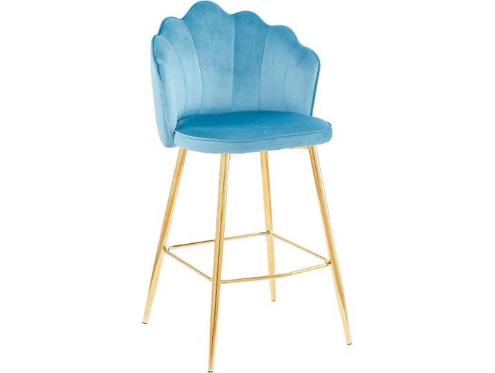 Barhocker Pedro blau Samt H 100 cm