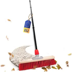 Novaliv Straßenbesen mit Stiel draußen 50 cm Elaston Borsten Ideal als Besen draußen Gartenbesen mit Stiel Harte Borsten Terassenbesen Hofbesen Stallbesen Kehrbesen Industriebesen Outdoor Broom