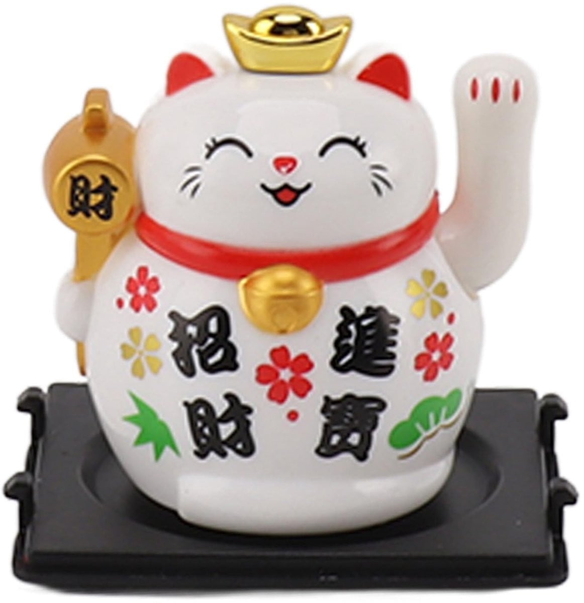 Greensen Maneki Neko Gelukkige Kat Solar Waving Cat Wit Decoratie voor op Tafel