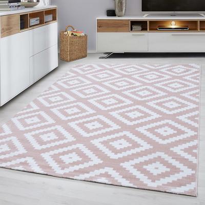 Teppich AYYILDIZ TEPPICHE "Plus 8005 , auch als Läufer", pink, B:200cm H:6mm L:290cm, Kunstfaser, Teppiche, Teppich, gemusterter Flachflor, robust, Webteppich, alle Räume