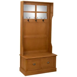 GARDEROBENBANK aus Holz, 92x39,5x184 cm, braun