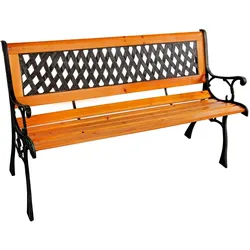 Inda-Exclusiv, Gartenbank, Massivholz Parkbank Gartenbank Metall pulverbeschichtet Natur/Schwarz
