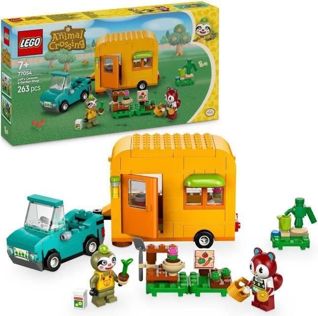 LEGO Animal Crossing Racine's Caravan en tuinstand 77054 met 263 onderdelen en Racine en Irene minifiguren