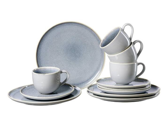 Kombiservice RITZENHOFF & BREKER Skagen 12-teilig , blau (blau, grau), 12 Stk., Porzellan, Geschirr-Sets, Kombiservice
