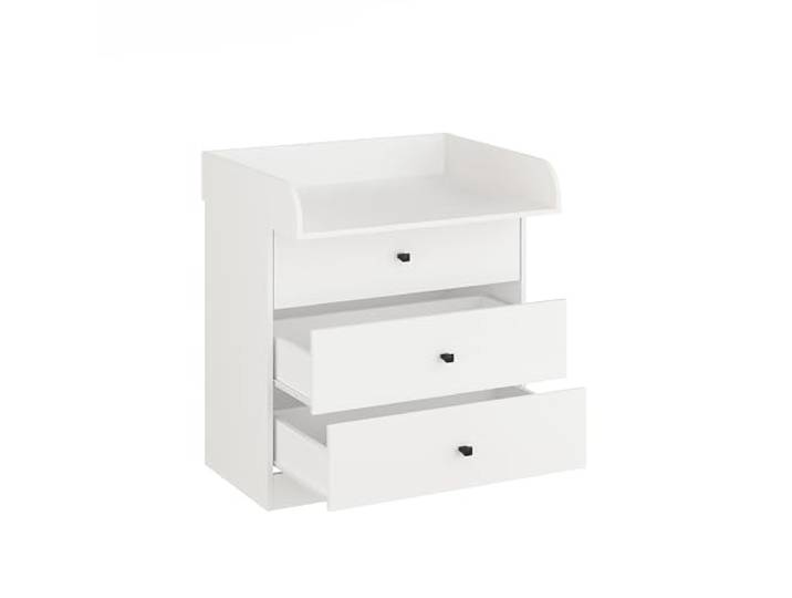 KOMTO Wickelkommode mit Schubladen - Baby Kommode mit Wickelaufsatz, Wickeltisch, Wickelschrank mit Abnehmbarer Wickelsatz Weiß Lulliblox M3
