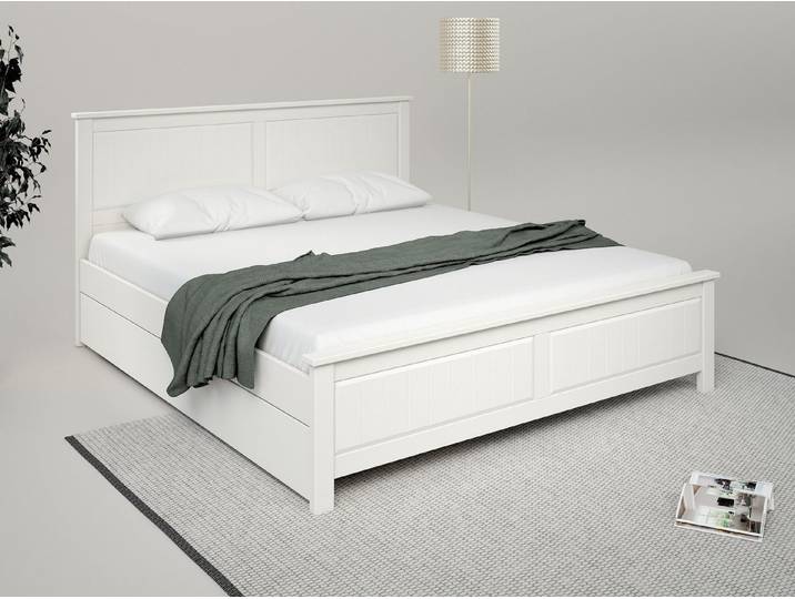 OTTO home Massivholzbett Northwood, Landhausstil, mit Lamellen und Kassetten, Made in EU (Liegefläche 140x200cm), inklusive Lattenrost, stilvolles Design, Schubkasten optional (748832)