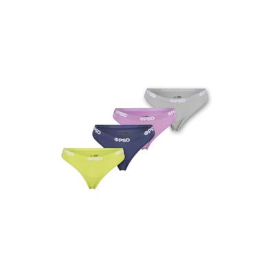 String PSD "PSD THONG VIBE 4PACK", Damen, Gr. S, bunt (multi), 47% Modal, 47% Baumwolle, 6% Elasthan, Unterhosen String
