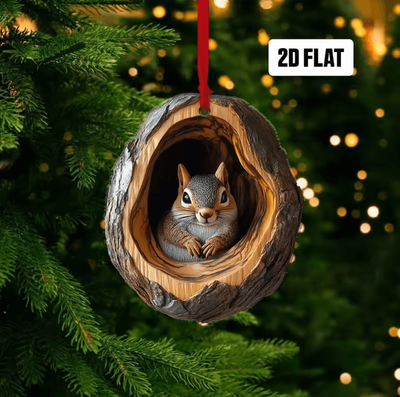 Inspire Curations Cute Woodland Animal Acrylic Ornament Tree Trunk Christmas Hanging Decor ms11699
