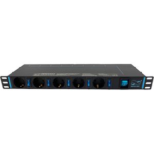 Infitronic Steckdosenleiste INSV1013, PDU, 2m, 13-fach in schwarz, Überspannungsschutz, mit Schalter