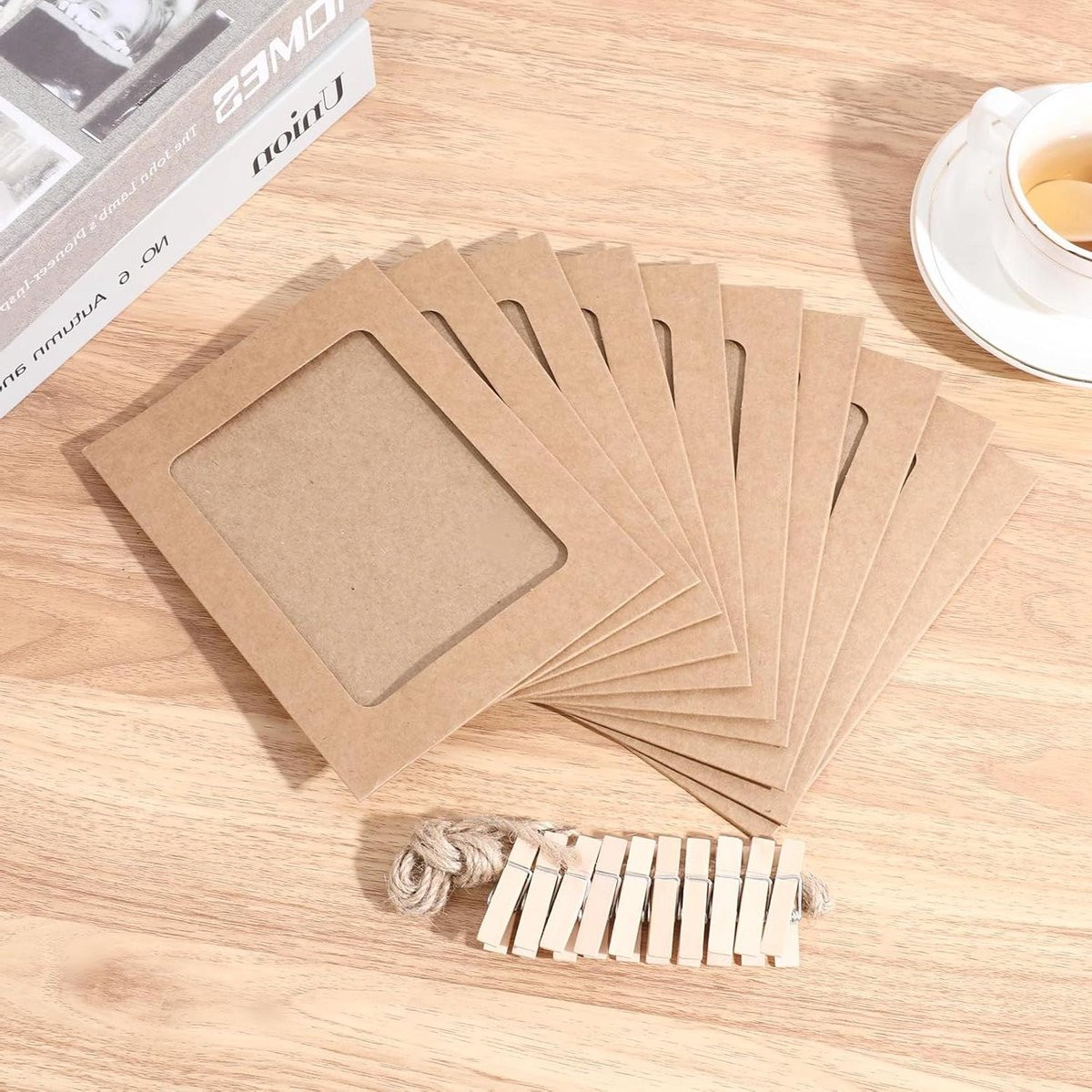 Fotohouder Set Bruin - Fotolijn met klemmen voor DIY fotowand - 10x15 cm