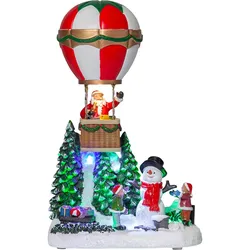 LED Weihnachtsdekoration Leuchtdeko Heißluftballon Schneemann Tischdekoration, Kunststoff bunt, RGBW Lichtfarbe, LxH 16 x 25 cm