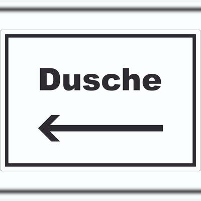HB-Druck Dusche Aufkleber mit Text und Richtungspfeil links waschen Hygiene waagerecht A9 (37x52mm)