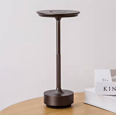 Inspire Curations Rechargeable Aluminum LED Table Lamp With Touch Control & Stepless Dimming brown changeable
