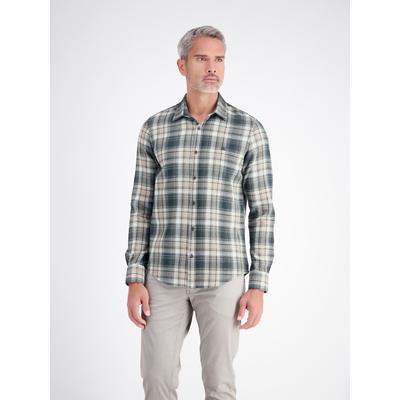 Karohemd LERROS "Klassisches Karohemd aus reiner Baumwolle mit Waffelstruktur", Herren, Gr. M, Normalgrößen, grün (cedar grün), 100% Baumwolle, Hemden Karohemd