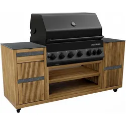 Endorphin, Outdoor Küche, Poly-Outdoorküche Schwarz inkl. Merlin 641 Gasgrill