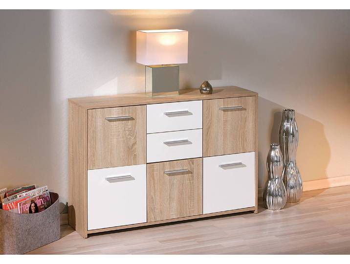 Kommode Eboli 115cm Braun/Eiche Sonoma Dekor/Weiß