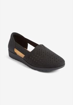 Women's The Zoe Slip On Flat by Comfortview in Black (Size 12 M)