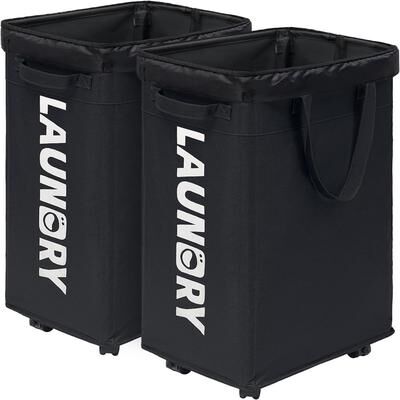 No "Laundry Basket with Wheels 2Pack 75L Rolling Laundry Hamper - 15.7""L x 11.8""W x 24.8""H"