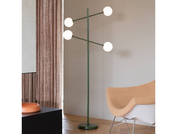 Stehleuchte Copenhagen 26 x 170 x 48cm Grün/Grün Iron, Milk glass G9