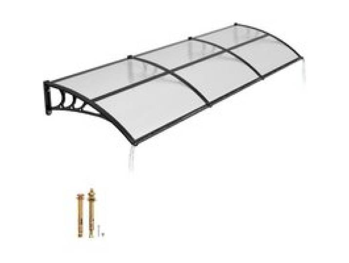 VEVOR Vordach für Haustür 965x2975 mm, Pultbogenvordach, Pultvordach mit Entwässerung & ABS-Halterung, Regen-, Schnee- & Sonnenschutz, Polycarbonat-Überdachung für Veranda & Terrasse, Transparent