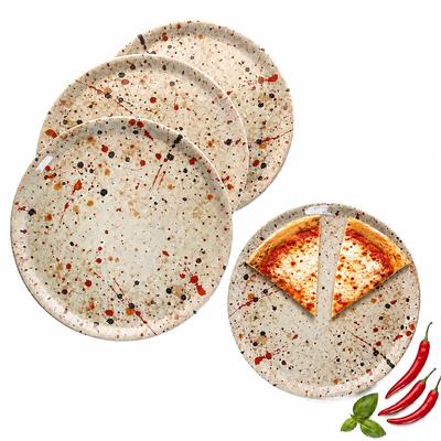 4x Pizzateller Granito Ø31,5cm XL-Teller 4 Personen 3D Steinoptik XL-Teller