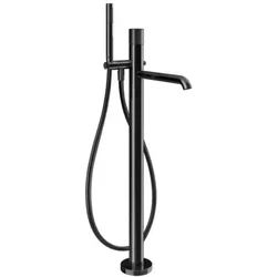 Gessi Habito Fertigmontageset Wanne-Einhebelmischer, mit Handbrause u. Schlauch, 2-Wege Umsteller zum Ziehen, Bodenmontage, DIAMANTATO, 70628706, Farbe: Metall Schwarz PVD
