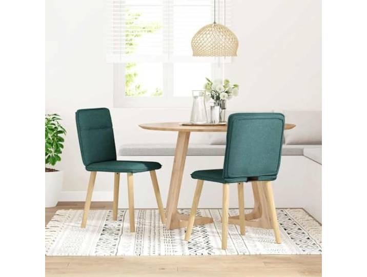 KLGBNCVE Esszimmerstühle 2 STK. Dunkelgrün Stoff Polyesterbezug, Metall-Holz-Gestell, dicker Schaumstoff, Esszimmer, Wohnzimmer, Gästezimmer