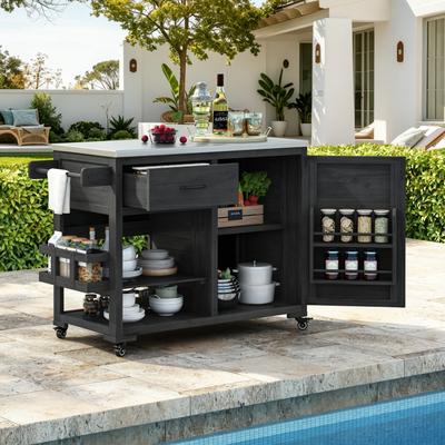 toswini 43.3-Inch Outdoor Kitchen Island with Stainless Steel Top, Gas Tank Storage and Drawer