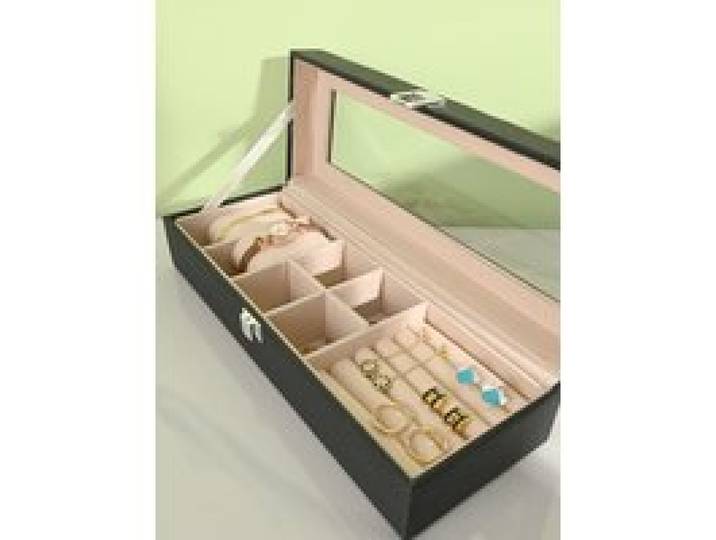 Transparante horlogebox met venster, opbergbox voor horloges, elegante stofdichte displaybox voor horloges, kettingen, oorbellen en ringen.