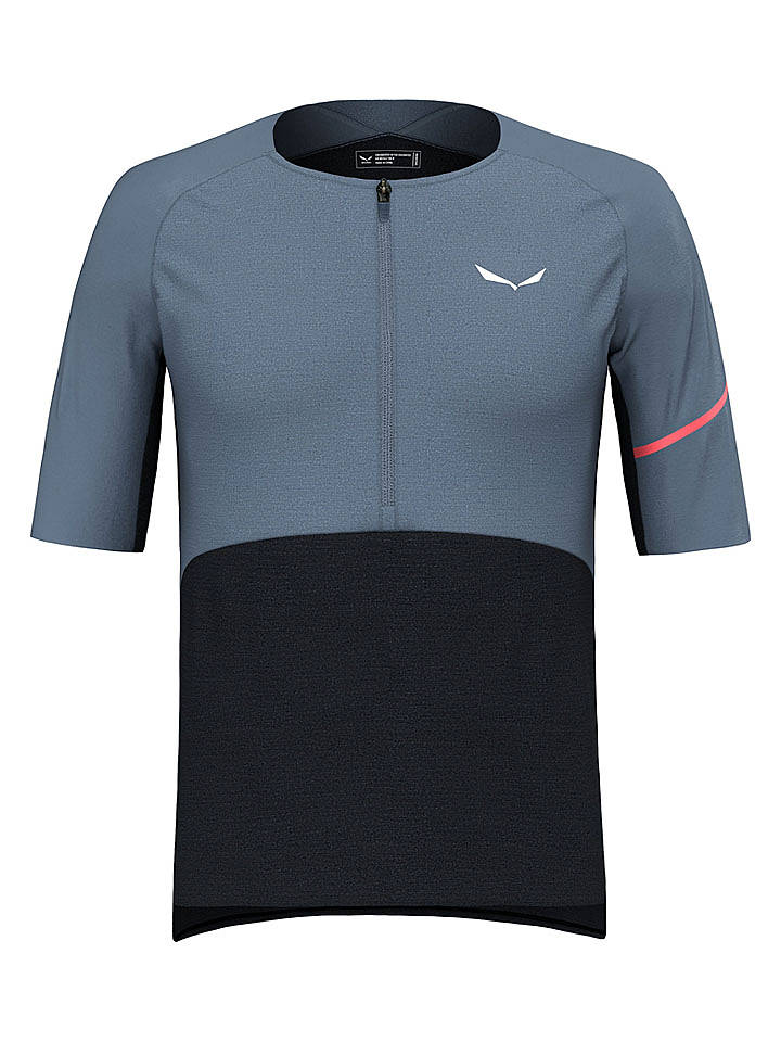 Salewa Fahrradshirt "Vento Merino" in Hellblau/ Schwarz - M