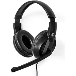 Nedis PC Headset Over-Ear - Black (Kabelgebunden, USB-A, Google Meet, Microsoft Teams, Zoom), Office Headset, Schwarz