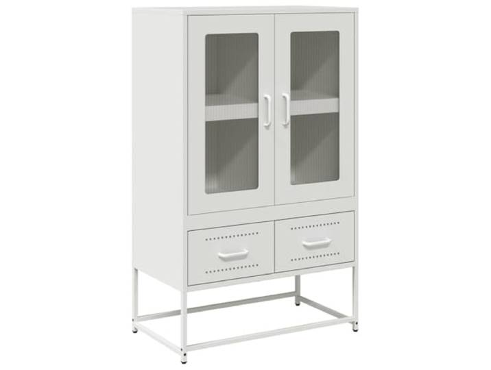 LASWWQMRF Highboard Weiß 68x39x111,5 cm Beistellschrank Metallschrank Vielseitiger Anrichteschrank aus Stahl für Wohnzimmer und Flur mit 2 Türen, 2 Schubladen sowie flexiblem Türeinbau.