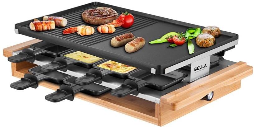 Raclette "Berger Lanz Bamboo 8 Personen", schwarz (braun, schwarz), Raclettes, Kompakter Raclettegrill für gemütliche Abende, Raclette braun, schwarz Einheitsgröße