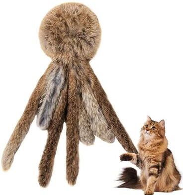 Uplift Essentials Soft Faux Rabbit Fur Interactive Cat Kicker & Hunting Toy style B