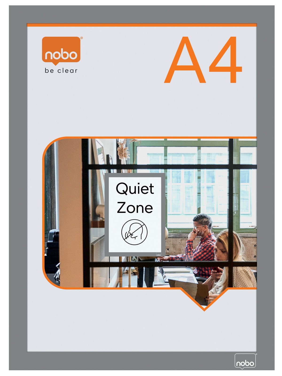 Nobo Self-adhesive Magnetic Poster Frame A4 Silver