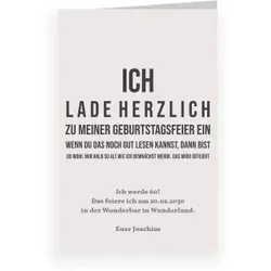 Einladungen zum Geburtstag in Beige im Design "Sehtest" - Musterkarte