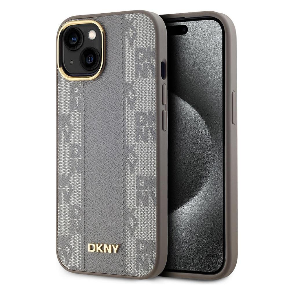 DKNY PU Leather Checkered Pattern Magsafe Case for iPhone 15 Beige (Apple iPhone 15) (DKHMP15SPCPVSLE)